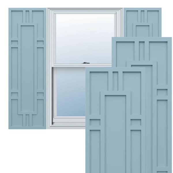 Ekena Millwork True Fit PVC Hastings Fixed Mount Shutters, Peaceful Blue, 18W x 26H, PR - TFP001HS18X026SB