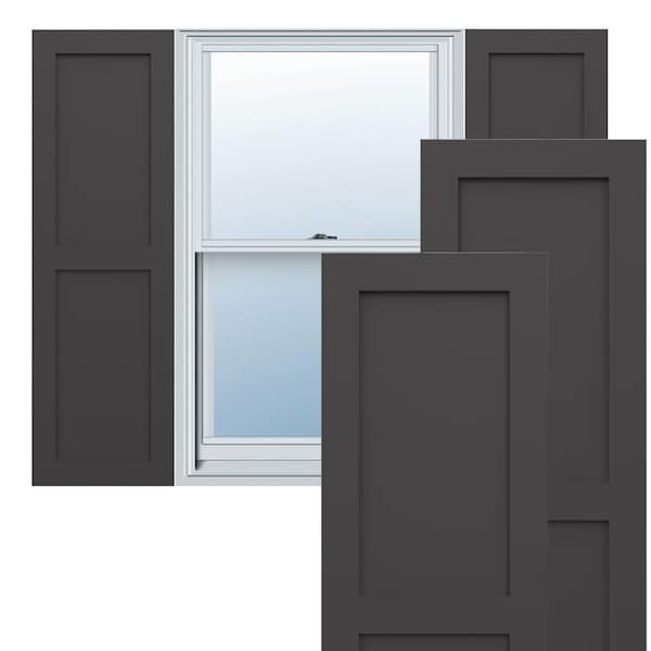 Ekena Millwork True Fit PVC Two Equal Flat Panel Shutters, Shadow Mountain, 15W x 58H, PR - TFP101FPF15X058SM