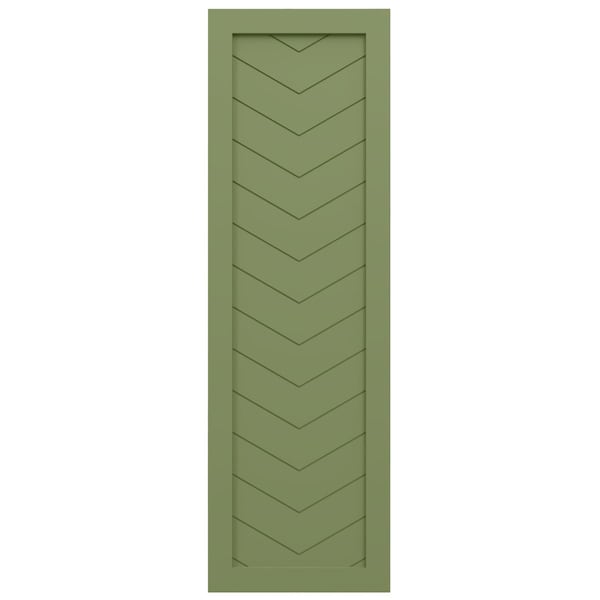 Ekena Millwork True Fit PVC Single Panel Chevron Modern Style Fixed Mount Shutters, Moss Green, 15W x 63H, PR - TFP001CV15X063MG