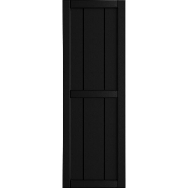 Ekena Millwork True Fit PVC, Two Board Framed Board-n-Batten Shutters, Black, 10 3/4W x 68H, PR - TFP101BF11X068BL