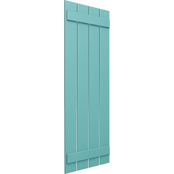 Ekena Millwork True Fit PVC, Four Board Spaced Board-n-Batten Shutters, Pure Turquoise , 23W x 74H, PR - TFP101SBF23X074PT