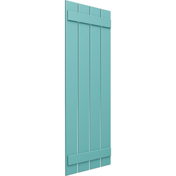 Ekena Millwork True Fit PVC, Four Board Spaced Board-n-Batten Shutters, Pure Turquoise , 23W x 74H, PR - TFP101SBF23X074PT
