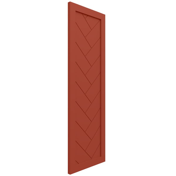 Ekena Millwork True Fit PVC Single Panel Herringbone Modern Style Fixed Mount Shutters Colorful Leaves, 12"W x 66"H - TFP001HB12X066CL
