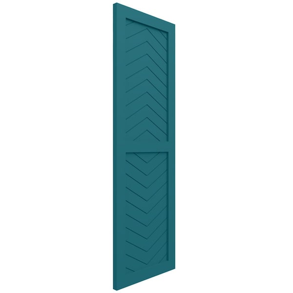 Ekena Millwork True Fit PVC Two Panel Chevron Modern Style Fixed Mount Shutters, Antigua, 12W x 66H, PR - TFP101CV12X066AN