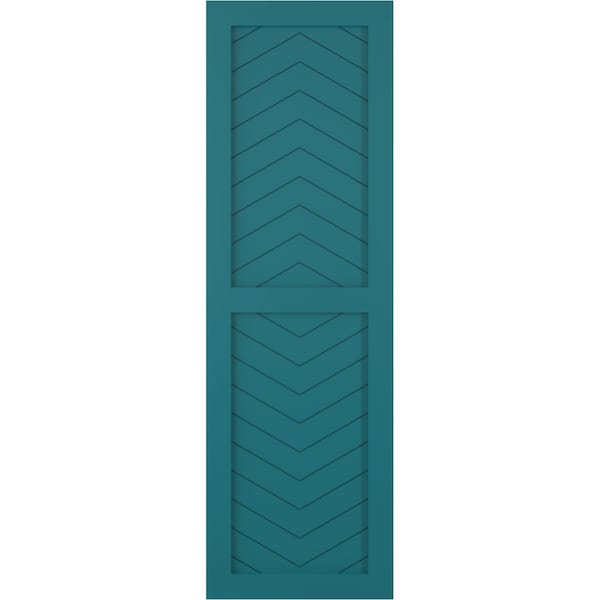 Ekena Millwork True Fit PVC Two Panel Chevron Modern Style Fixed Mount Shutters, Antigua, 12W x 66H, PR - TFP101CV12X066AN