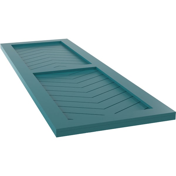 Ekena Millwork True Fit PVC Two Panel Chevron Modern Style Fixed Mount Shutters, Antigua, 12W x 66H, PR - TFP101CV12X066AN
