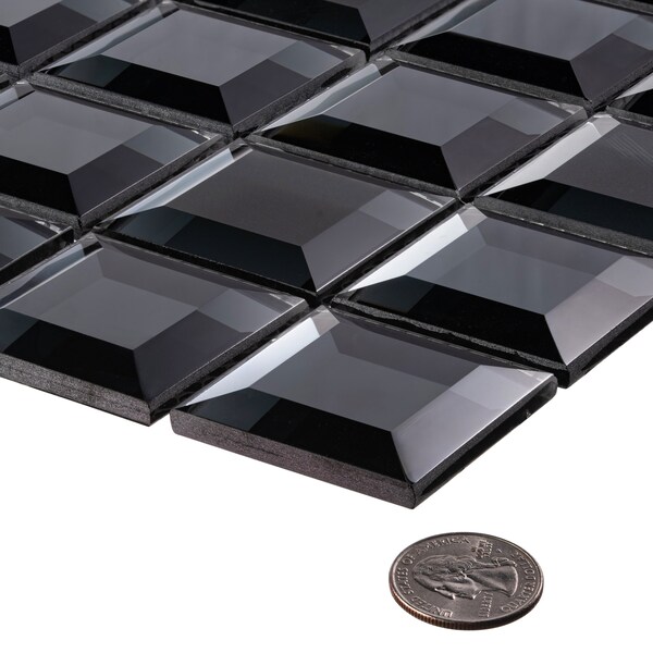 Andova Tiles ANDOVA TILES Novo 2" x 2" Beveled Glass Grid Mosaic Wall Tile - ANDNOV110