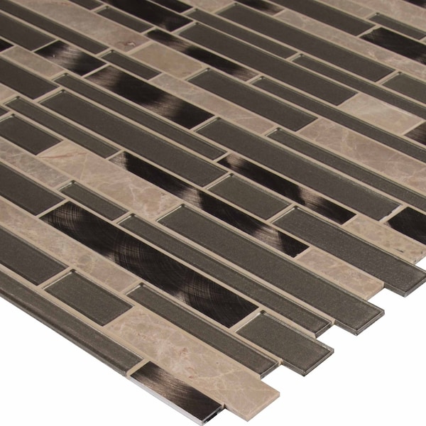 Msi Champagne Toast Interlocking SAMPLE Glass Metal Stone Mesh-Mounted Mosaic Tile - ZOR-MD-0447-SAM