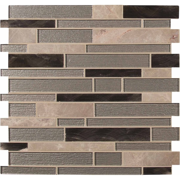 Msi Champagne Toast Interlocking SAMPLE Glass Metal Stone Mesh-Mounted Mosaic Tile - ZOR-MD-0447-SAM