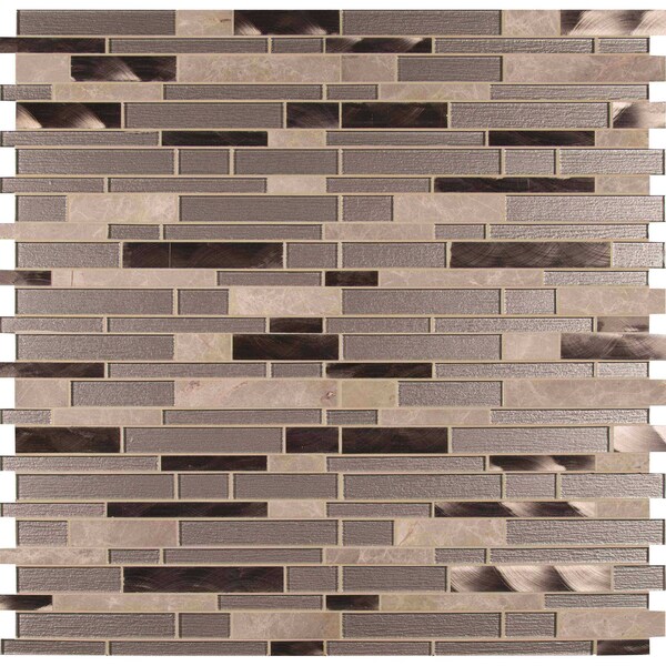 Msi Champagne Toast Interlocking SAMPLE Glass Metal Stone Mesh-Mounted Mosaic Tile - ZOR-MD-0447-SAM