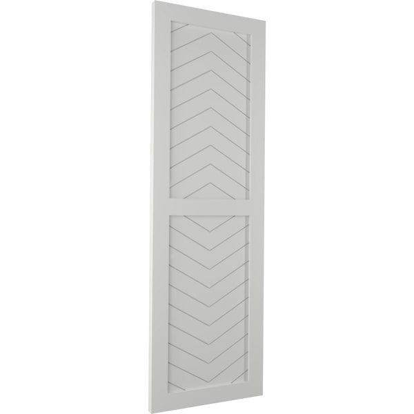 Ekena Millwork True Fit PVC Two Panel Chevron Modern Style Fixed Mount Shutters, Hailstorm Gray, 18W x 70H, PR - TFP101CV18X070ST