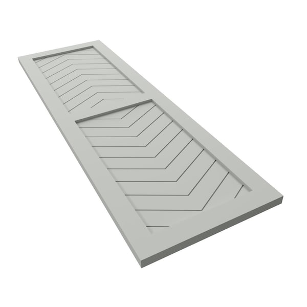 Ekena Millwork True Fit PVC Two Panel Chevron Modern Style Fixed Mount Shutters, Hailstorm Gray, 18W x 70H, PR - TFP101CV18X070ST