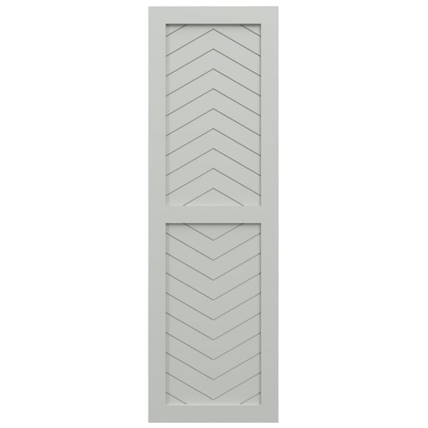 Ekena Millwork True Fit PVC Two Panel Chevron Modern Style Fixed Mount Shutters, Hailstorm Gray, 18W x 70H, PR - TFP101CV18X070ST