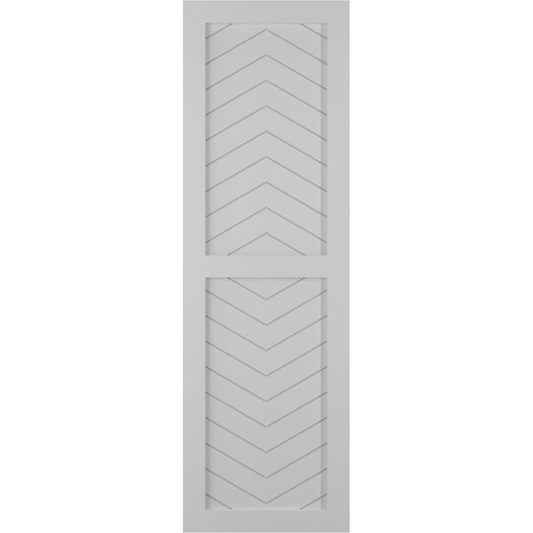 Ekena Millwork True Fit PVC Two Panel Chevron Modern Style Fixed Mount Shutters, Hailstorm Gray, 18W x 70H, PR - TFP101CV18X070ST