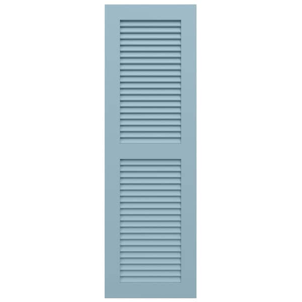 Ekena Millwork True Fit PVC Two Equal Louver Shutters, Peaceful Blue, 18W x 71H, PR - TFP101LVF18X071SB