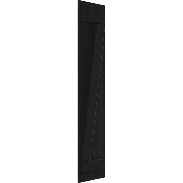 Ekena Millwork True Fit PVC Two Board Joined Board-n-Batten Shutters w/Z-Bar, Black , 10 3/4W x 54H, PR - TFP102BBF11X054BL