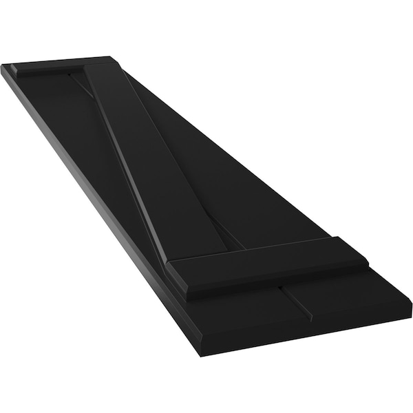 Ekena Millwork True Fit PVC Two Board Joined Board-n-Batten Shutters w/Z-Bar, Black , 10 3/4W x 54H, PR - TFP102BBF11X054BL