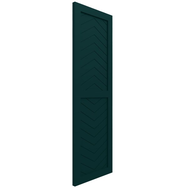 Ekena Millwork True Fit PVC Two Panel Chevron Modern Style Fixed Mount Shutters, Thermal Green, 12W x 75H, PR - TFP101CV12X075FG