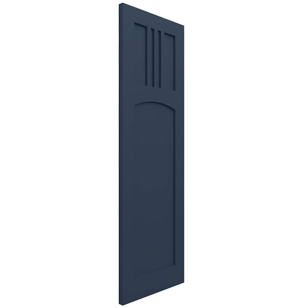 Ekena Millwork True Fit PVC San Miguel Mission Style Fixed Mount Shutters, Starless Night Blue, 12W x 80H, PR - TFP001SM12X080OB