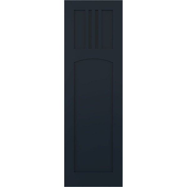 Ekena Millwork True Fit PVC San Miguel Mission Style Fixed Mount Shutters, Starless Night Blue, 12W x 80H, PR - TFP001SM12X080OB