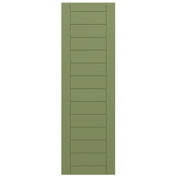 Ekena Millwork True Fit PVC Horizontal Slat Framed Modern Style Fixed Mount Shutters, Moss Green, 12W x 65H, PR - TFP001HF12X065MG