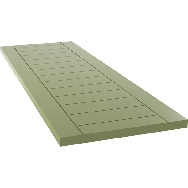 Ekena Millwork True Fit PVC Horizontal Slat Framed Modern Style Fixed Mount Shutters, Moss Green, 12W x 65H, PR - TFP001HF12X065MG