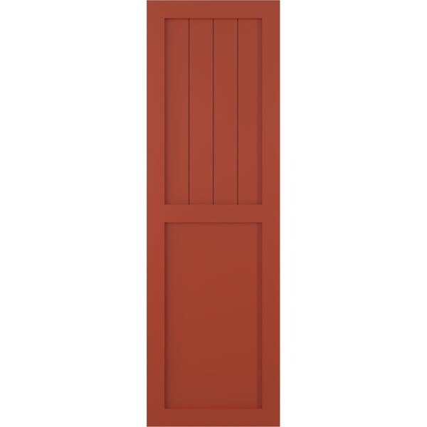 Ekena Millwork True Fit PVC Farmhouse/Flat Panel Combination Fixed Mount Shutters, Colorful Leaves, 18W x 55H, PR - TFP101FC18X055CL