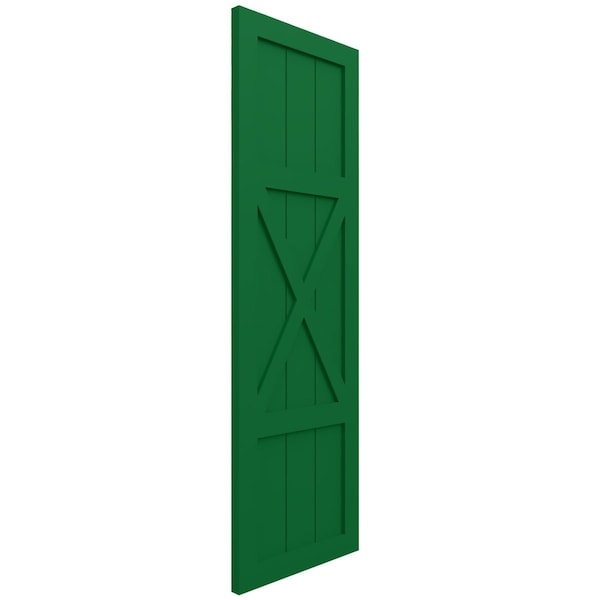 Ekena Millwork True Fit PVC Center X-Board Farmhouse Fixed Mount Shutters, Viridian Green , 15W x 27H, PR - TFP107FH15X027HG