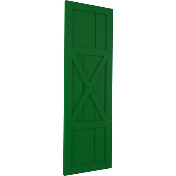Ekena Millwork True Fit PVC Center X-Board Farmhouse Fixed Mount Shutters, Viridian Green , 15W x 27H, PR - TFP107FH15X027HG
