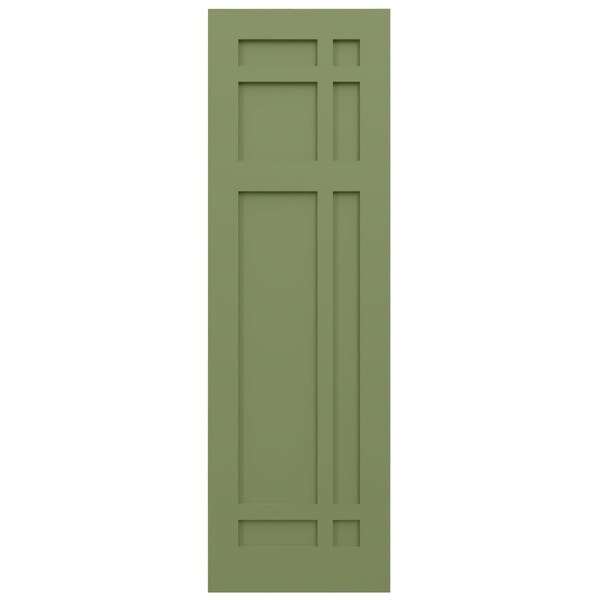 Ekena Millwork True Fit PVC San Juan Capistrano Mission Style Fixed Mount Shutters, Moss Green, 18W x 68H, PR - TFP001SJ18X068MG