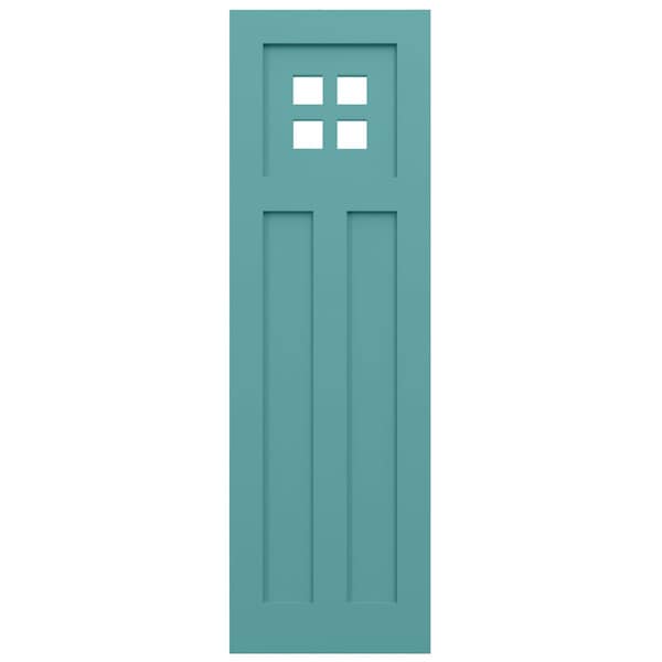 Ekena Millwork True Fit PVC San Antonio Mission Style Fixed Mount Shutters, Pure Turquoise, 12W x 31H, PR - TFP001ST12X031PT