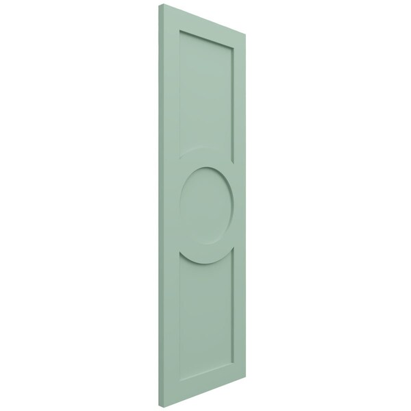 Ekena Millwork True Fit PVC Center Circle Arts & Crafts Fixed Mount Shutters, Seaglass, 12W x 57H, PR - TFP001AC12X057SG
