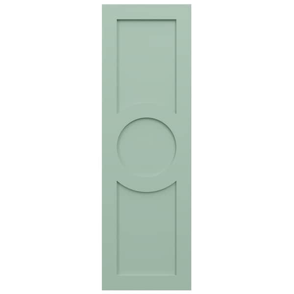 Ekena Millwork True Fit PVC Center Circle Arts & Crafts Fixed Mount Shutters, Seaglass, 12W x 57H, PR - TFP001AC12X057SG