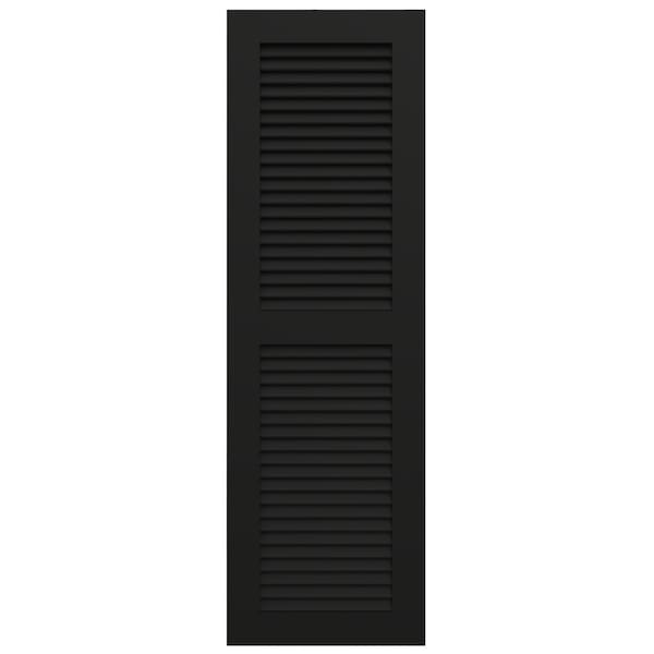 Ekena Millwork True Fit PVC Two Equal Louver Shutters, Black, 12W x 55H, PR - TFP101LVF12X055BL