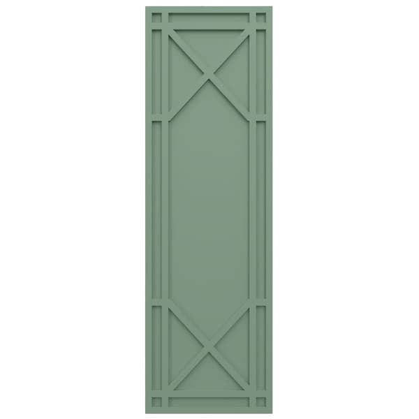 Ekena Millwork True Fit PVC Bungalow Fixed Mount Shutters, Track Green, 18W x 60H, PR - TFP001BG18X060TG