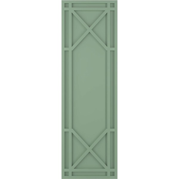 Ekena Millwork True Fit PVC Bungalow Fixed Mount Shutters, Track Green, 18W x 60H, PR - TFP001BG18X060TG