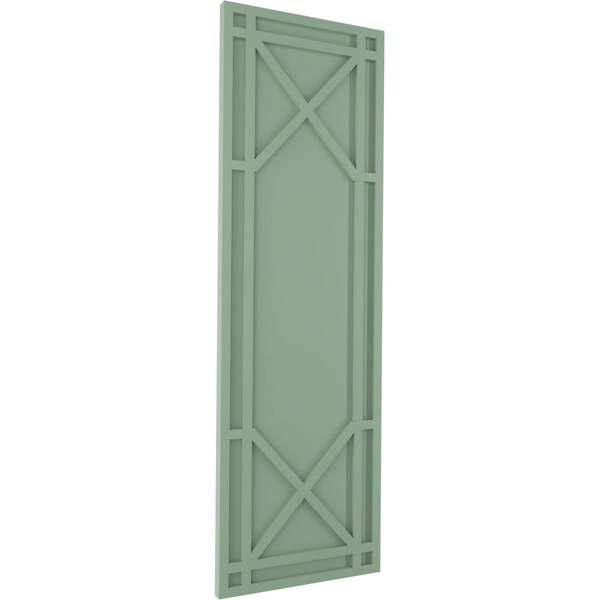 Ekena Millwork True Fit PVC Bungalow Fixed Mount Shutters, Track Green, 18W x 60H, PR - TFP001BG18X060TG