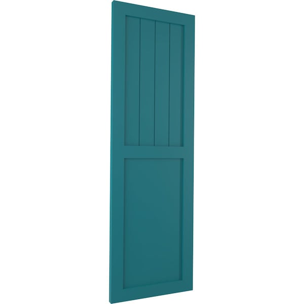 Ekena Millwork True Fit PVC Farmhouse/Flat Panel Combination Fixed Mount Shutters, Antigua, 15W x 50H, PR - TFP101FC15X050AN