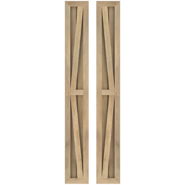 Ekena Millwork Americraft 2-Board Wood 2 Equal Panel Frmd Board-n-Batten Shutters w/Dubl Z-Bar, ARW102BF207X56UNH, PR - ARW102BF207X56UNH