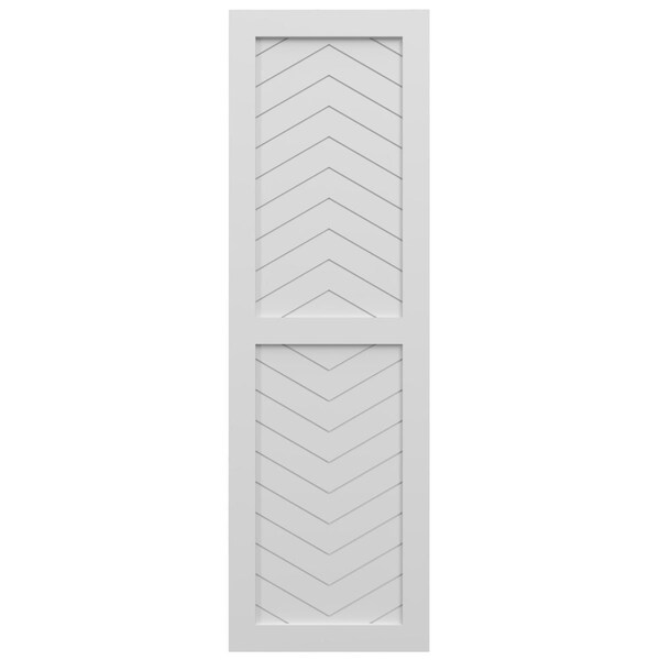 Ekena Millwork True Fit PVC Two Panel Chevron Modern Style Fixed Mount Shutters, White, 12W x 66H, PR - TFP101CV12X066WH
