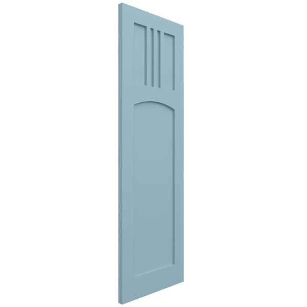 Ekena Millwork True Fit PVC San Miguel Mission Style Fixed Mount Shutters, Peaceful Blue, 15W x 67H, PR - TFP001SM15X067SB