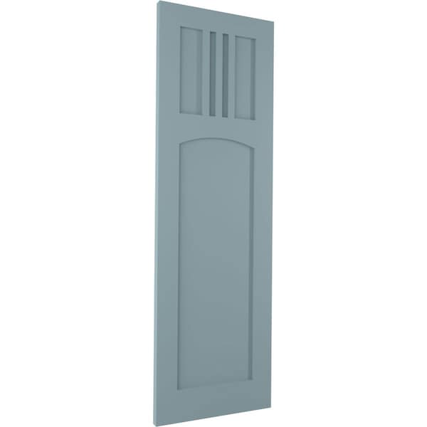 Ekena Millwork True Fit PVC San Miguel Mission Style Fixed Mount Shutters, Peaceful Blue, 15W x 67H, PR - TFP001SM15X067SB