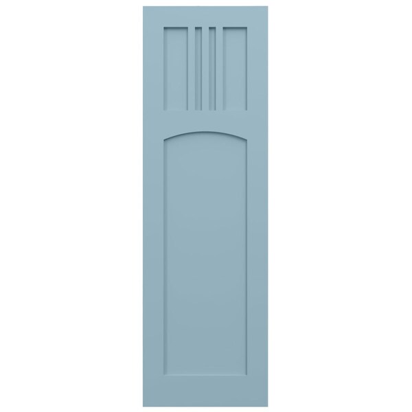 Ekena Millwork True Fit PVC San Miguel Mission Style Fixed Mount Shutters, Peaceful Blue, 15W x 67H, PR - TFP001SM15X067SB