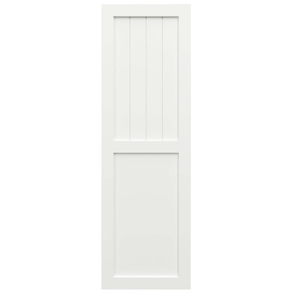 Ekena Millwork True Fit PVC Farmhouse/Flat Panel Combination Fixed Mount Shutters, Unfinished, 12W x 28H, PR - TFP101FC12X028UN