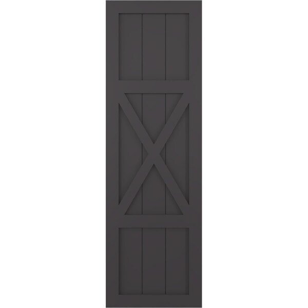Ekena Millwork True Fit PVC Center X-Board Farmhouse Fixed Mount Shutters, Shadow Mountain , 12W x 31H, PR - TFP107FH12X031SM