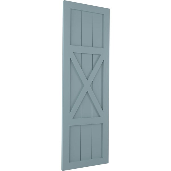 Ekena Millwork True Fit PVC Center X-Board Farmhouse Fixed Mount Shutters, Peaceful Blue , 12W x 56H, PR - TFP107FH12X056SB