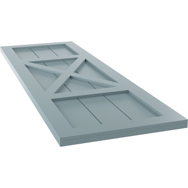 Ekena Millwork True Fit PVC Center X-Board Farmhouse Fixed Mount Shutters, Peaceful Blue , 12W x 56H, PR - TFP107FH12X056SB