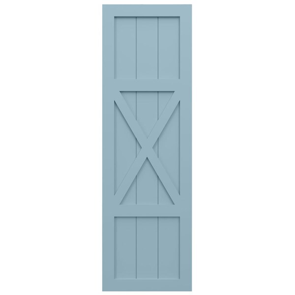 Ekena Millwork True Fit PVC Center X-Board Farmhouse Fixed Mount Shutters, Peaceful Blue , 12W x 56H, PR - TFP107FH12X056SB