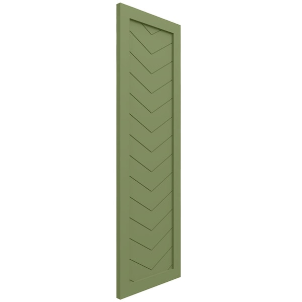 Ekena Millwork True Fit PVC Single Panel Chevron Modern Style Fixed Mount Shutters, Moss Green, 12W x 41H, PR - TFP001CV12X041MG