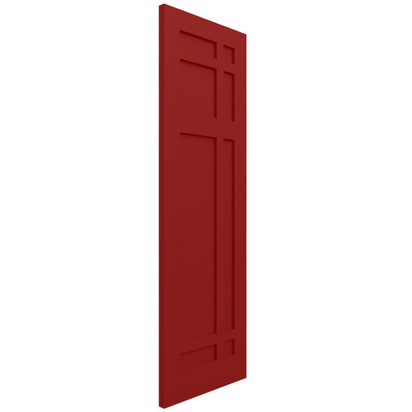 Ekena Millwork True Fit PVC San Juan Capistrano Mission Style Fixed Mount Shutters, Fire Red, 15W x 67H, PR - TFP001SJ15X067BR